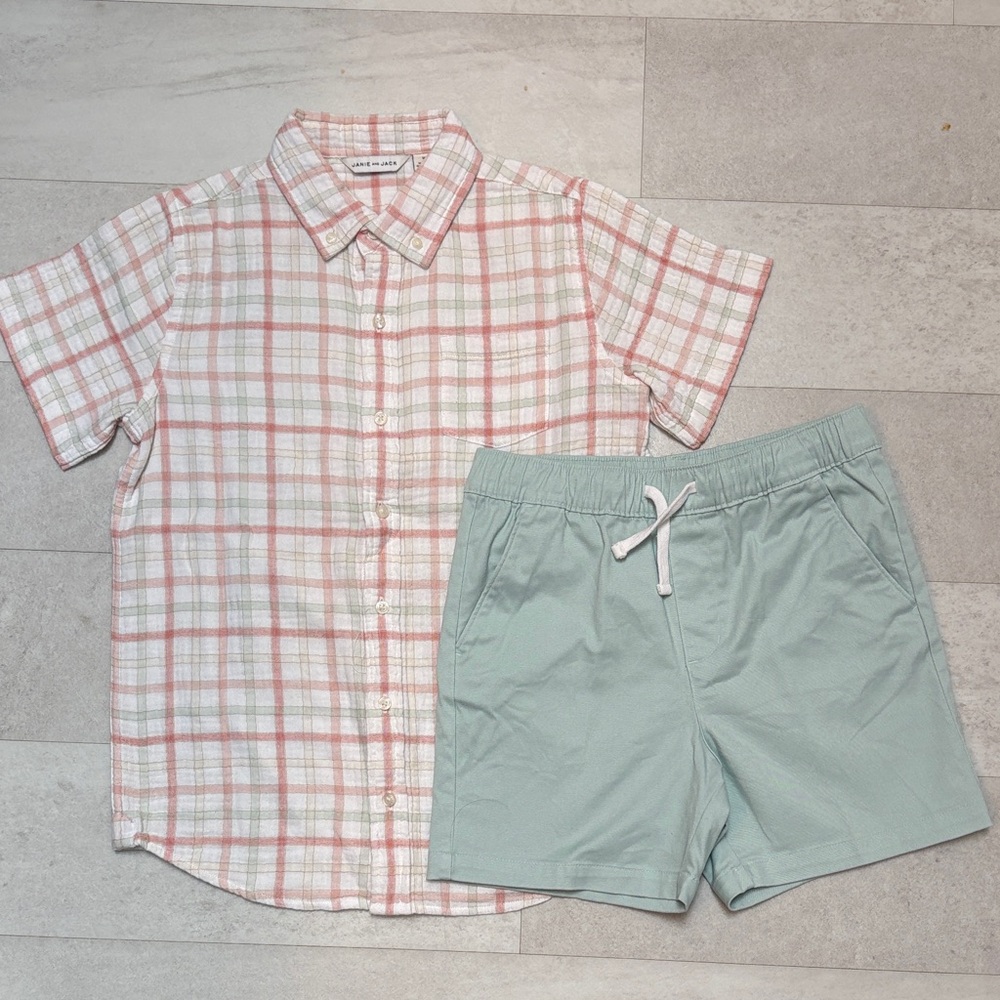 Janie and Jack Plaid Shirt and Shorts Set